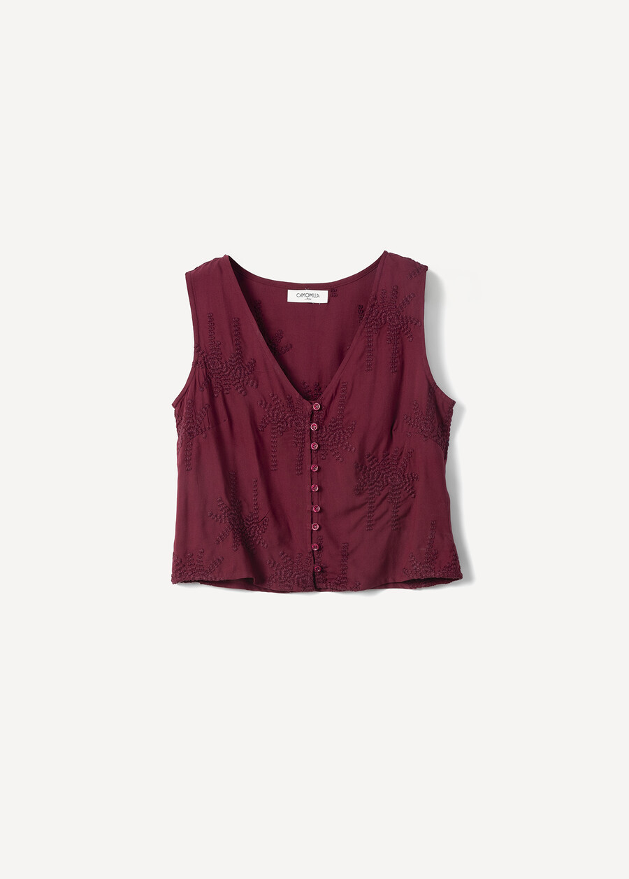 Tosca 100% Viscose Embroidered Top

 BIANCO WHITEROSSO BORDEAUX Woman , image number 5