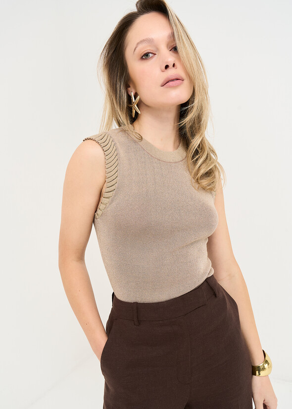 Top Trilly lurex e pliss&eacute; GOLD Donna null