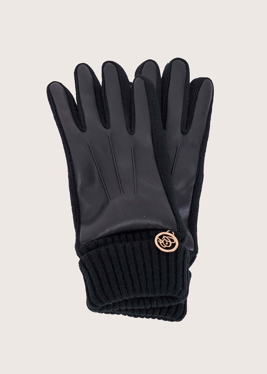 Guanti Goose in ecopelle e maglia NERO BLACK Donna , immagine n. 4