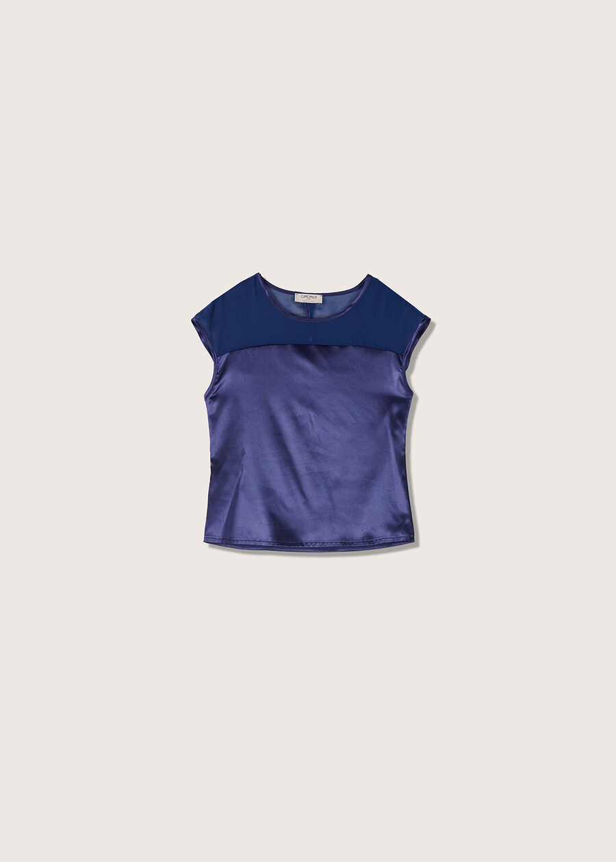 Sophya t-shirt in double fabric BLUE OLTREMARE FUXI GLOSS Woman , image number 4