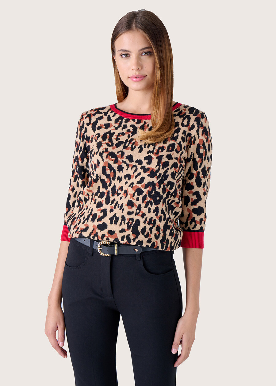 Maglia Milly fantasia animalier BEIGE CAMMELLO Donna , immagine n. 1