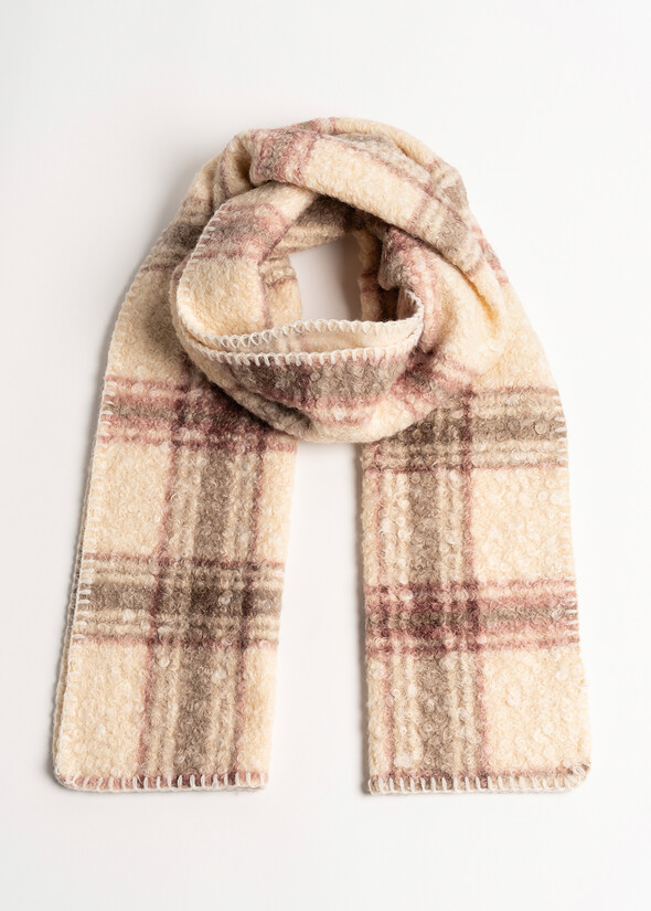 Sciarpa Shiny maxi check shearling BEIGE LATTE Donna null