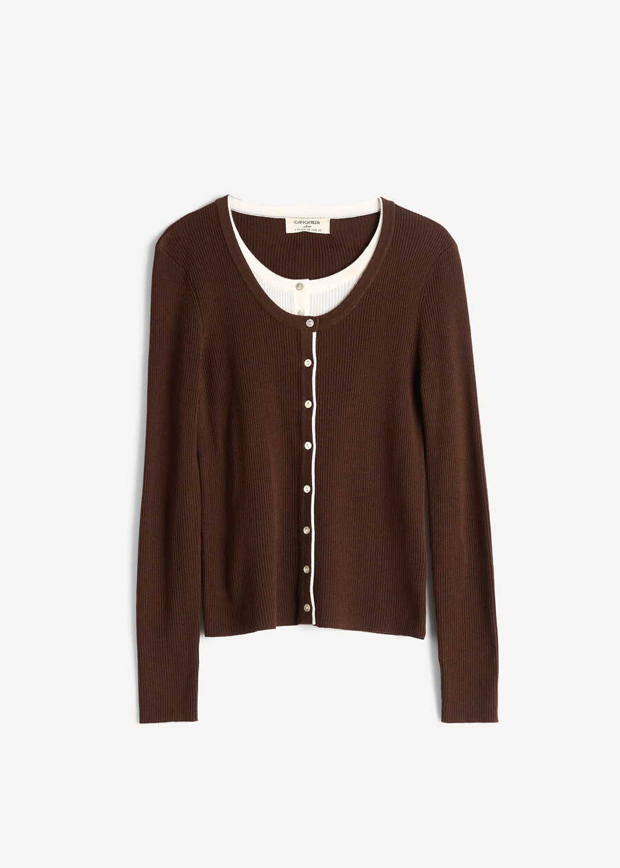 Maglia Mia 2 in 1 effetto twin-set MARRONE Donna , immagine n. 5