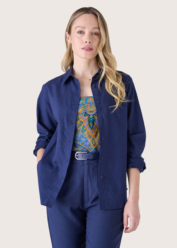 Calla linen and cotton shirt BLUE OLTREMARE  Woman null