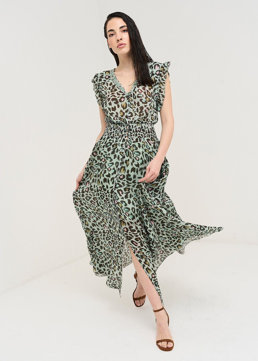 Alvara animalier embroidery dress VERDE AQUA Woman , image number 1