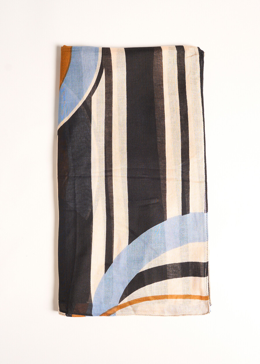 Sciarpa Suemi in viscosa BLU MIDNIGHTNERO BLACK Donna , immagine n. 1