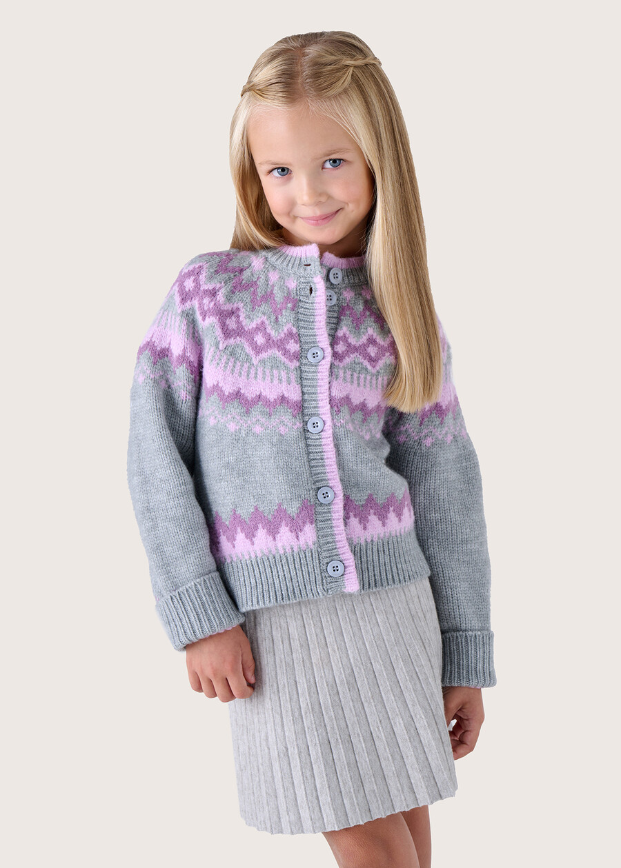 Chica Norwegian patterned girly cardigan GRIGIO LIGHT GREY Woman , image number 1
