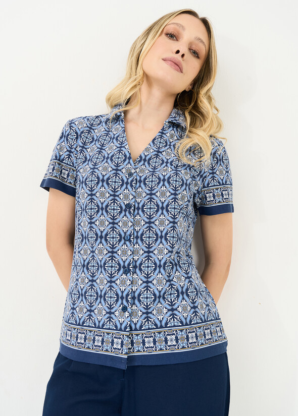 Stasy printed jersey T-shirt BLU Woman null