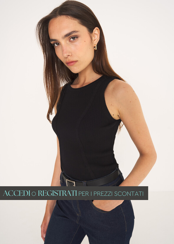 Top Troisi a costine NERO BLACK Donna null