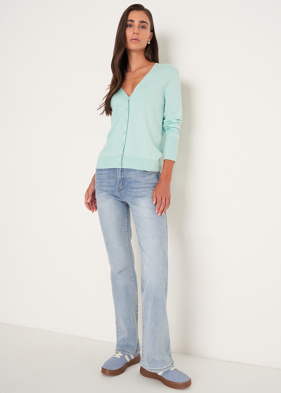 Cardigan Carl con scollo a V CELESTE POLVEREVIOLA LAVANDA Donna , immagine n. 4