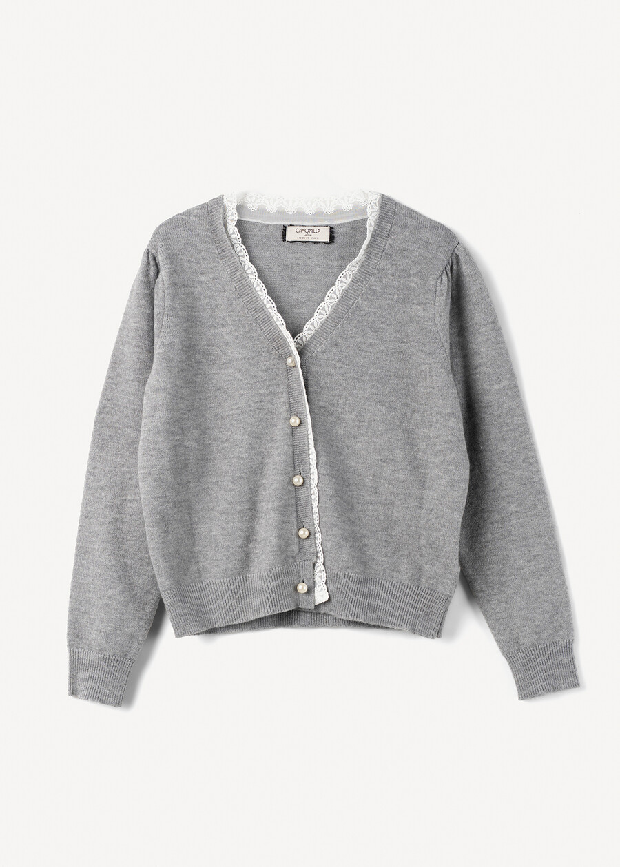 Cardigan Claudy con dettagli in pizzo GRIGIO MEDIUM GREY Donna , immagine n. 4