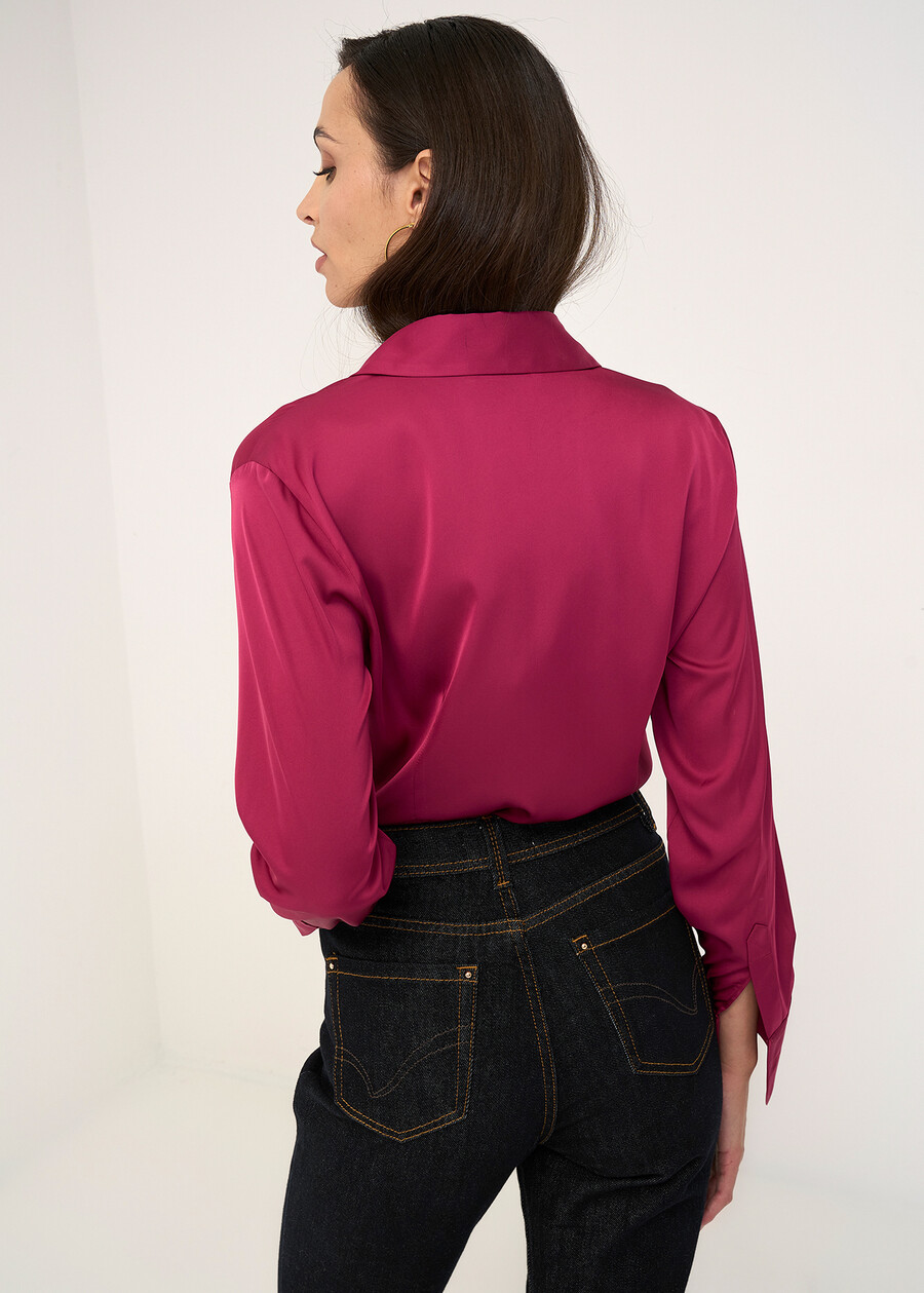Alessia satin shirt ROSSO BORDEAUXMARRONEVERDE GARDENAZZURO AZZURRO Woman , image number 3