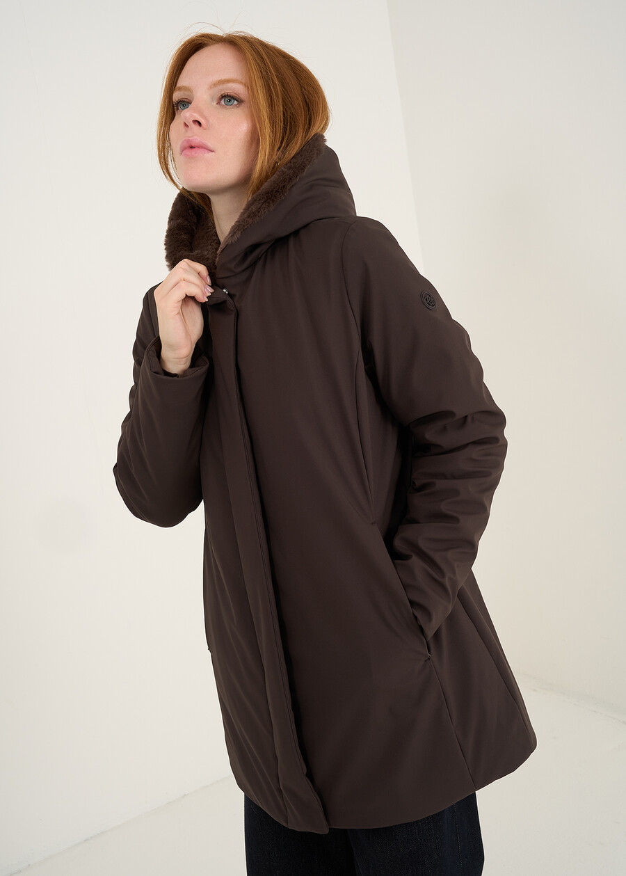 Piumino Patly liscio con cappuccio MARRONEGRIGIO Donna , immagine n. 2