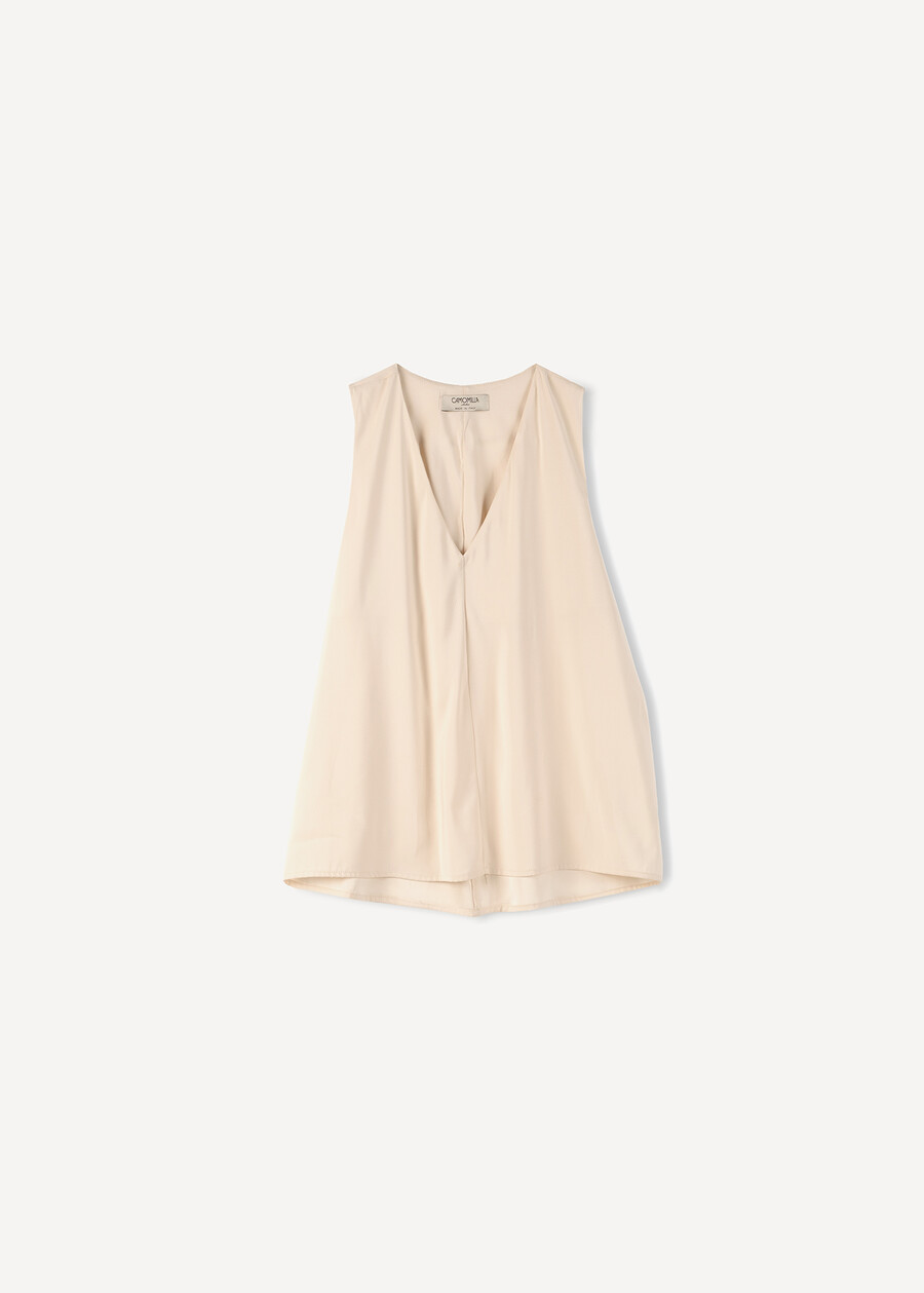 Top Tullio in satin con scollo a V BEIGE Donna , immagine n. 6