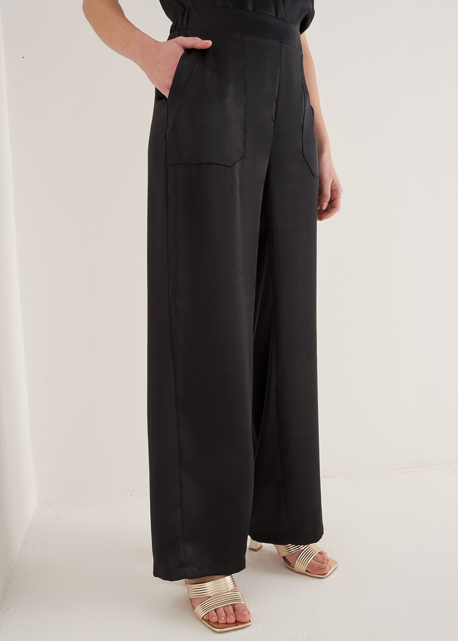 Pantaloni Pablo In Satin GRIGIO TORTORANERO BLACK Donna , immagine n. 3