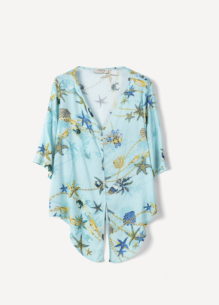 Samira Marine Print T-Shirt BLUE TURCHESE Woman , image number 4