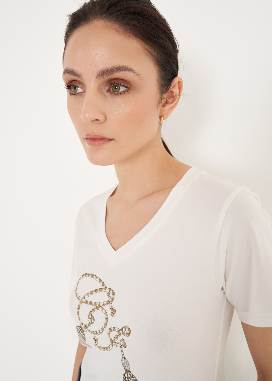 T-shirt Seria con strass BEIGE LATTE Donna , immagine n. 2