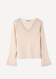 Mum V-neck knit with strass BEIGE Woman image number 5