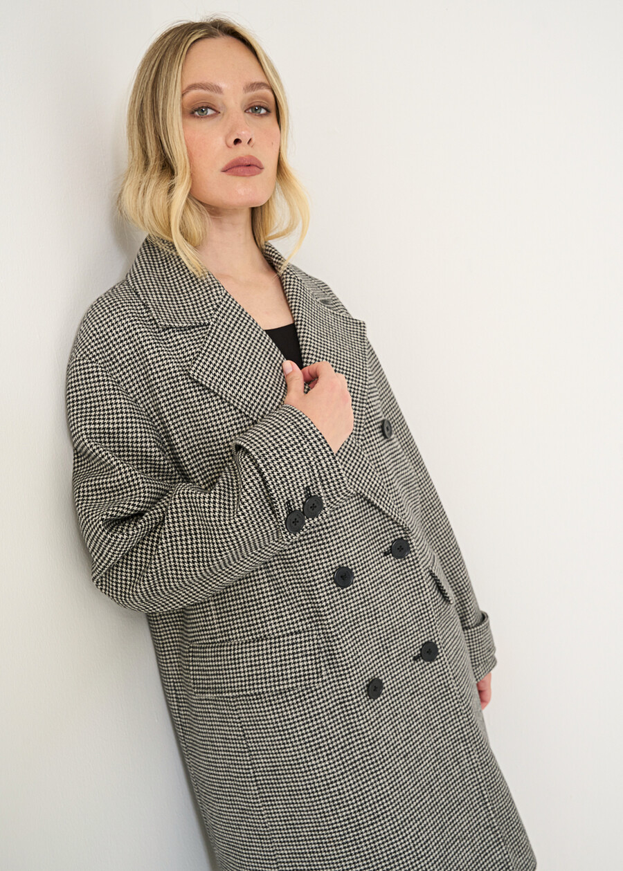 Cleo houndstooth coat NERO BLACK Woman , image number 3