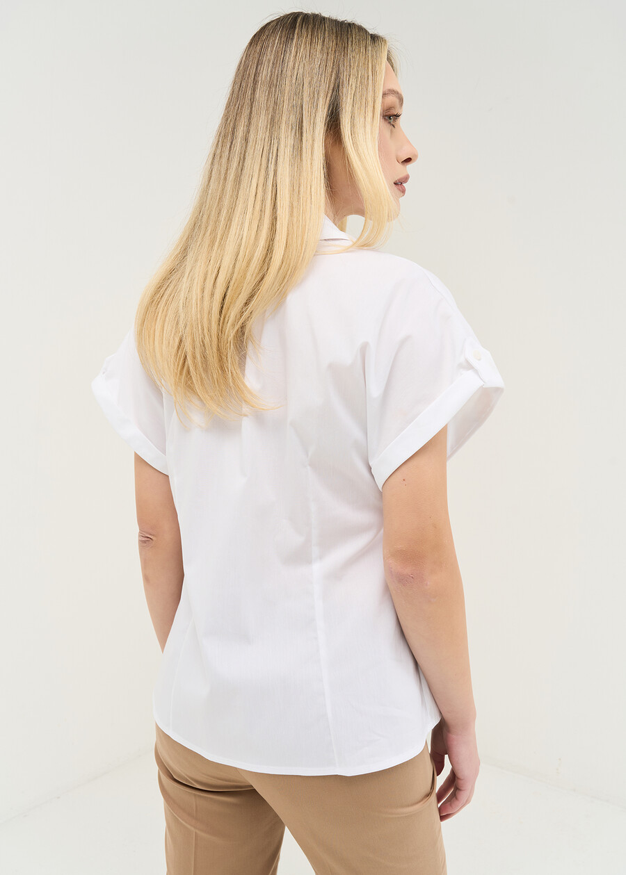 Camicia Cary in cotone elasticizzato BIANCO WHITEBLU AVION Donna , immagine n. 3