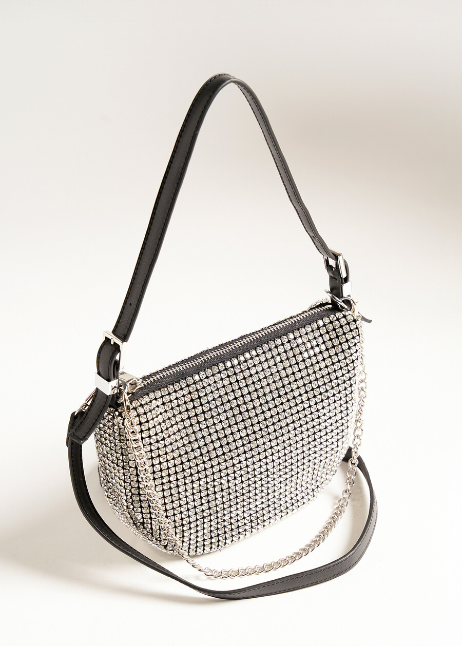 Pochette Barbara con cristalli GOLDGRIGIO SILVER  Donna , immagine n. 4