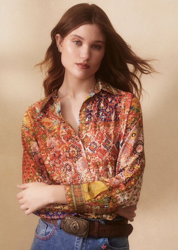 Crissy shirt with embroidery ROSSO Woman null
