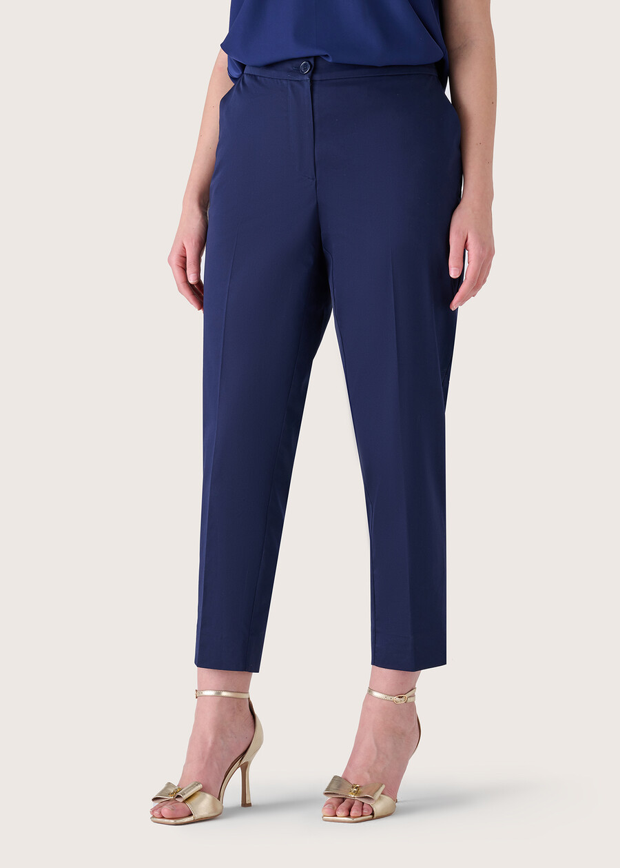 Alice cotton blend trousers BIANCO WHITEBLUE OLTREMARE NERO BLACK Woman , image number 2
