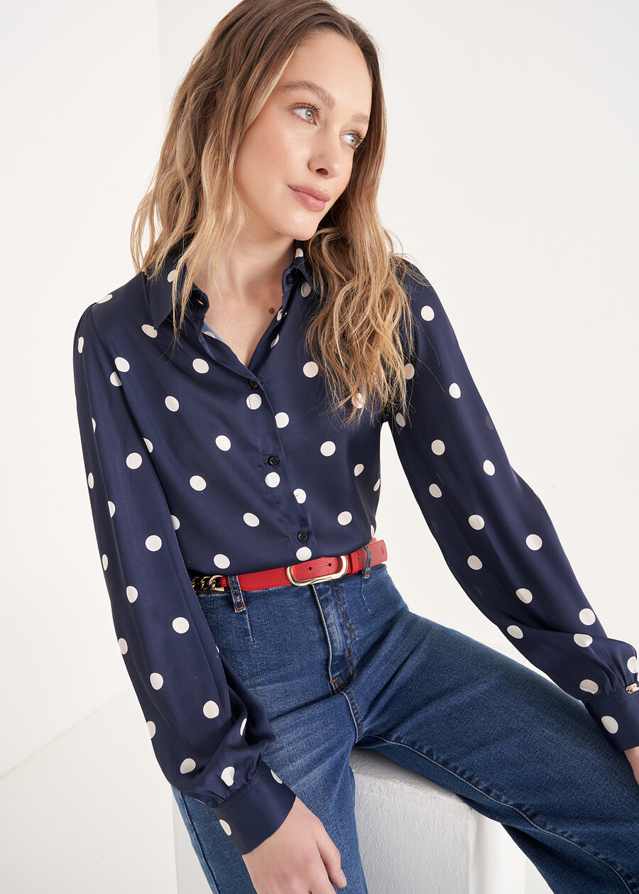 Camicia Alessia-T Pois Satinata BLU NAVY Donna , immagine n. 1