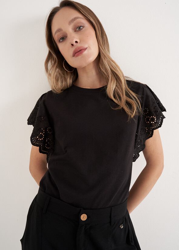Sally 100% Cotton T-Shirt NERO BLACK Woman null