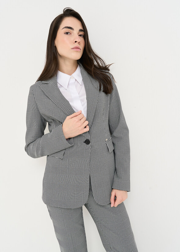 Giselle-Q micro check jacket NERO BLACK Woman null