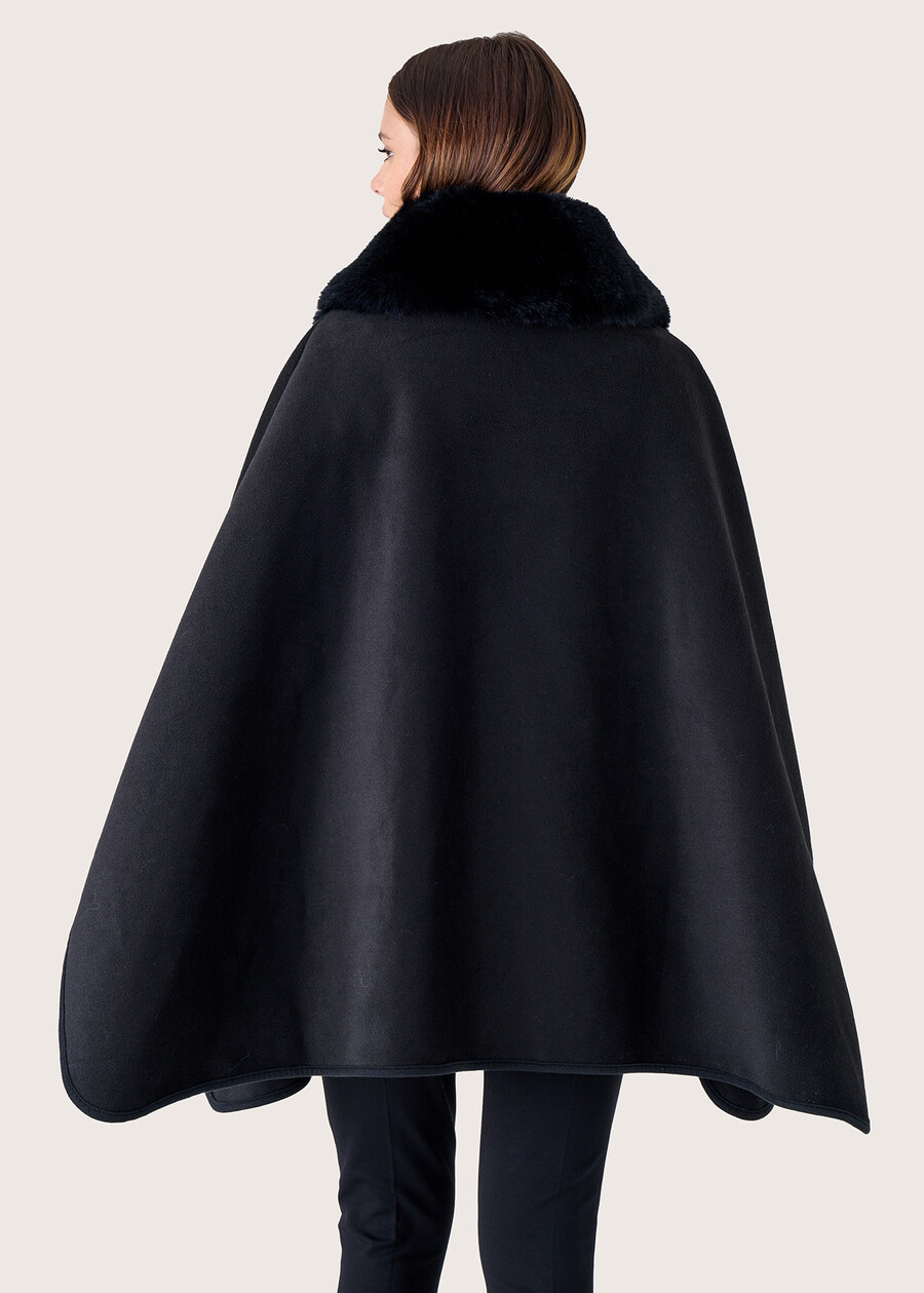 Mantella Mirta con collo in ecopelo NERO BLACKBEIGE GESSOBLUE COLONIAL Donna , immagine n. 4
