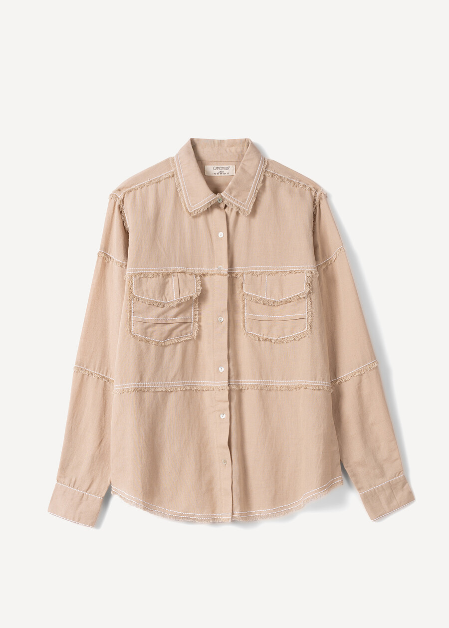 Camicia Carlotta in misto lino e cotone BEIGE Donna , immagine n. 5