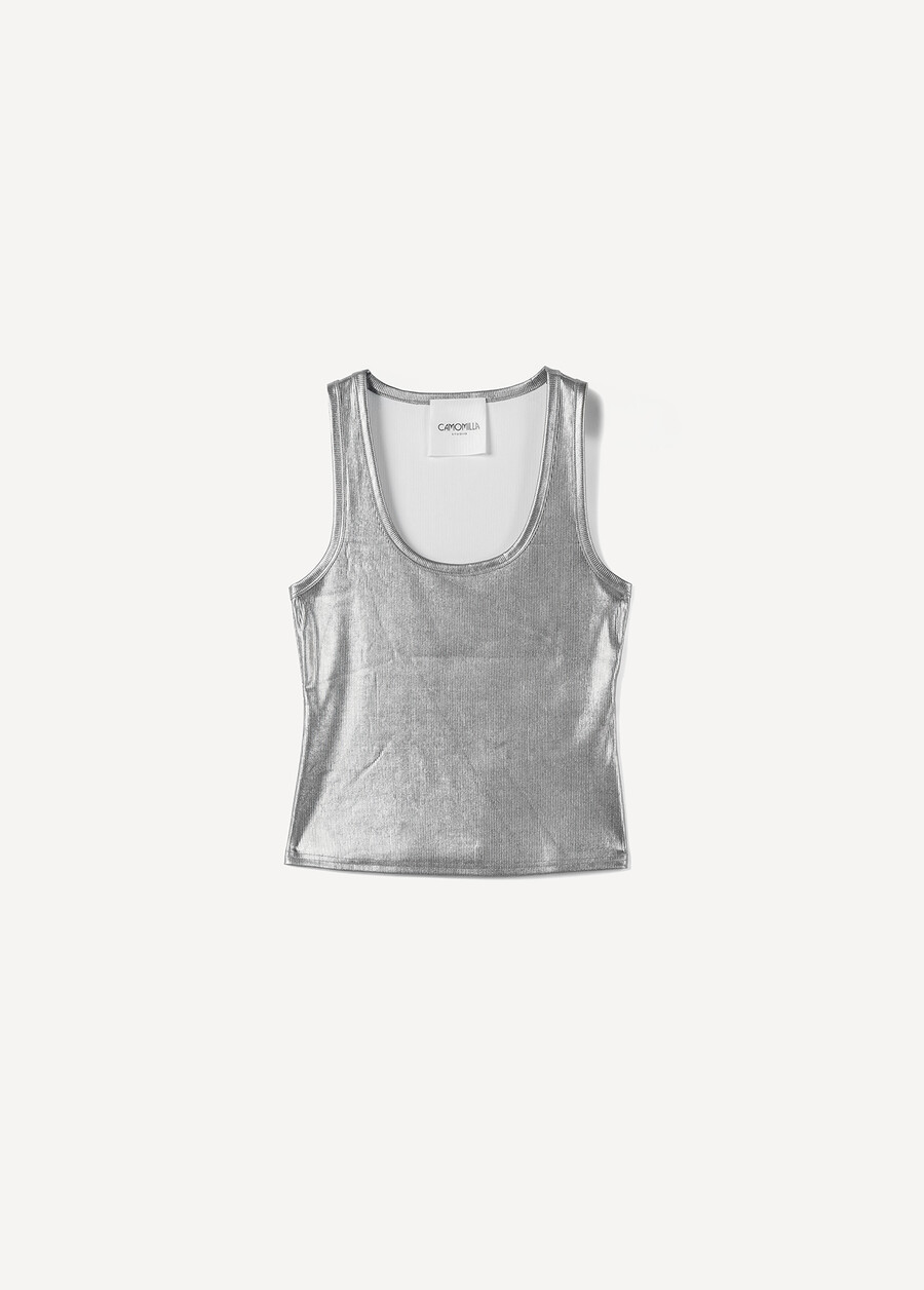 Top Tory Effetto Laminato GRIGIO GUN METAL Donna , immagine n. 4