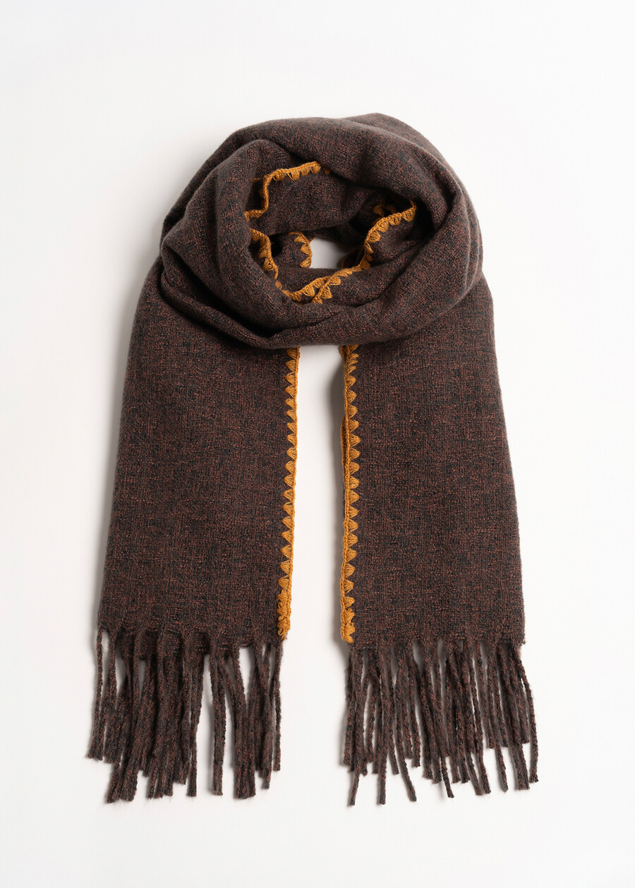 Sciarpa Shaggy con bordo a contrasto MARRONE CAFFEBEIGE MOUSSE Donna , immagine n. 1
