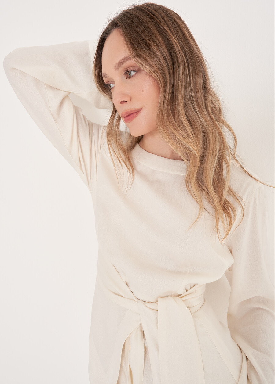 Ary 100% Viscose Dress BIANCO BURRO Woman , image number 2