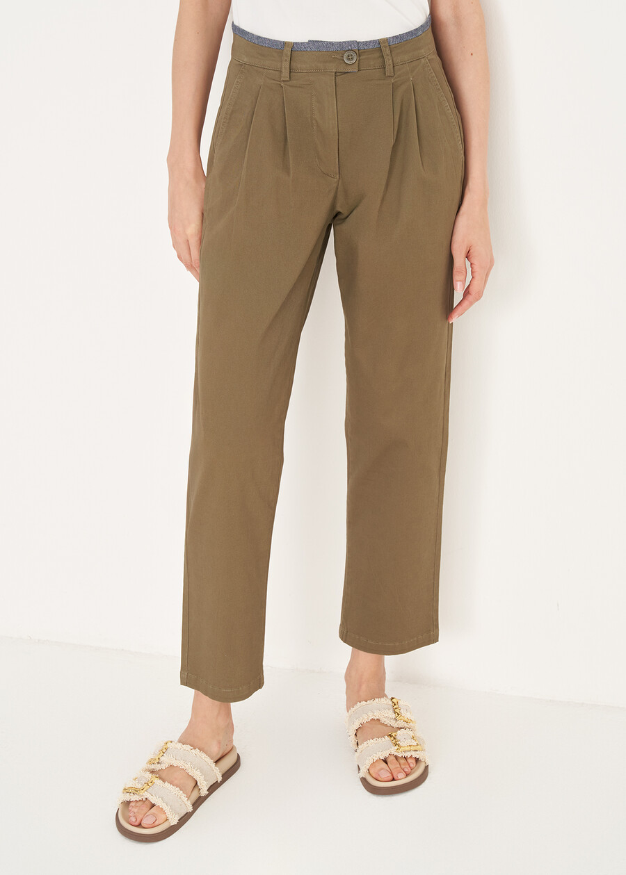 Pantaloni Paride A Sigaretta BEIGEVERDE ALGA Donna , immagine n. 2