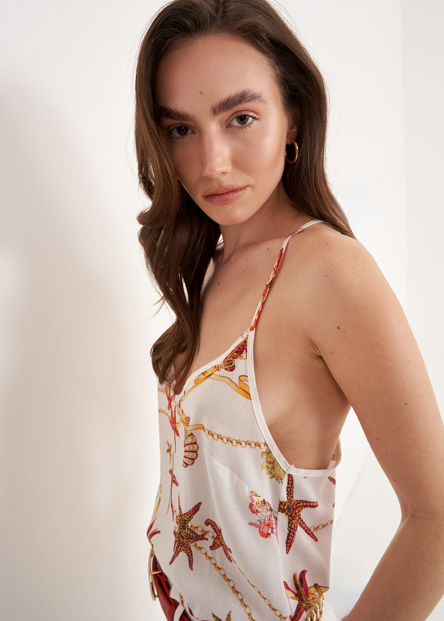 Tandra Shell And Starfish Print Top BIANCO WHITE Woman , image number 2