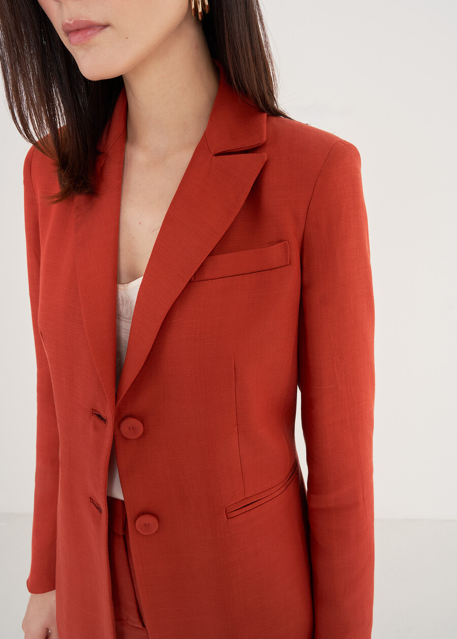Giulia Linen And Viscose Blazer MARRONE JAVAARANCIO CAROTENE Woman , image number 3