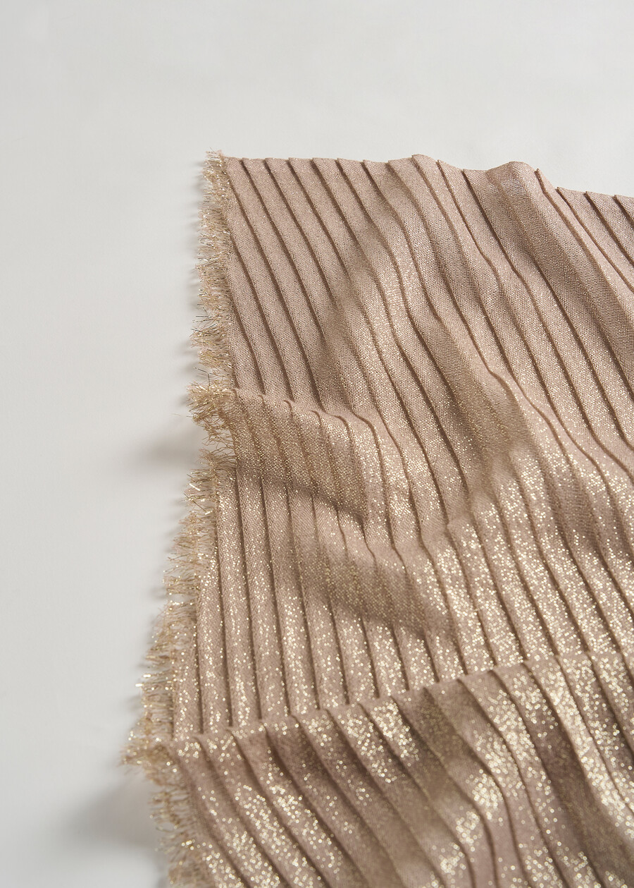 Sciarpa Suellen pliss&eacute; in lurex BEIGE LATTEGOLD Donna , immagine n. 3