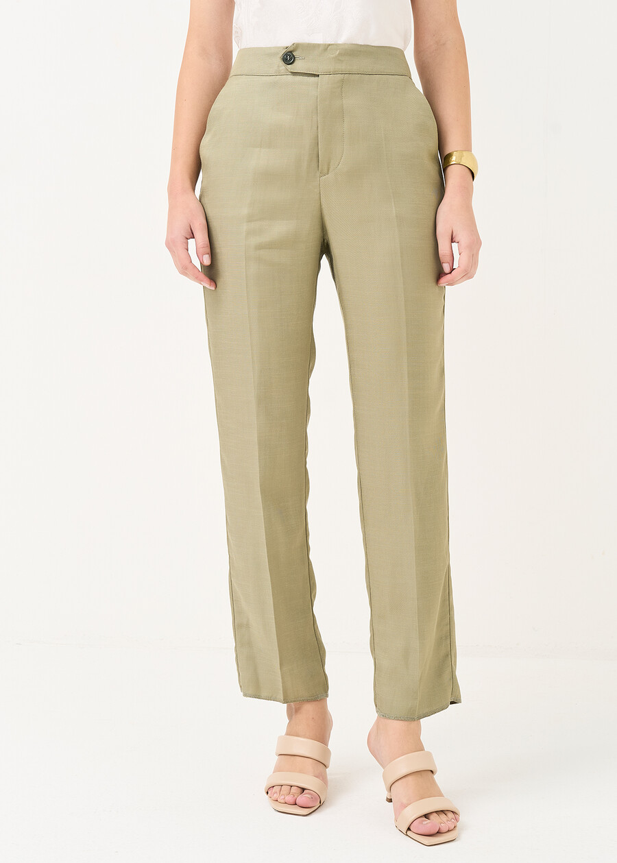 Pantaloni Alice tailleur lino VERDE Donna , immagine n. 3