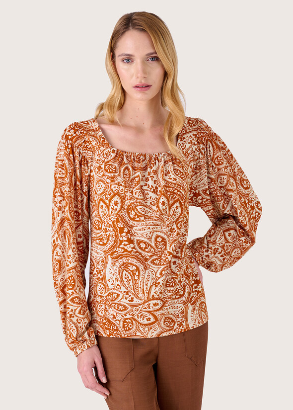 Maglia con scollo squadrato Sylvie MARRONE AMBER Donna null