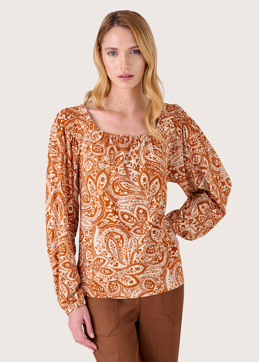 Sylvie square-neck jersey MARRONE AMBER Woman , image number 1