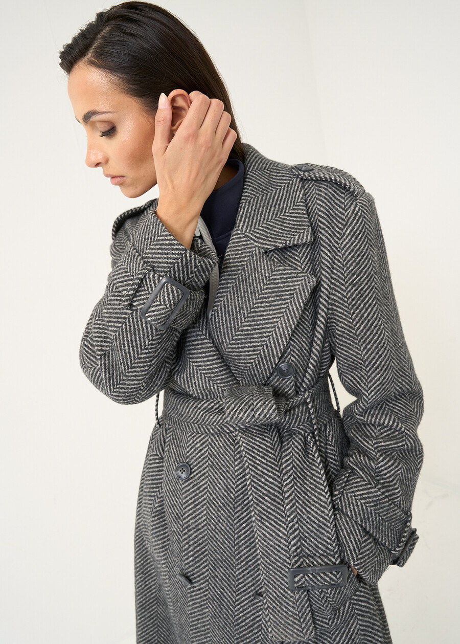 Charlot herringbone trench coat GRIGIO GREY Woman , image number 3