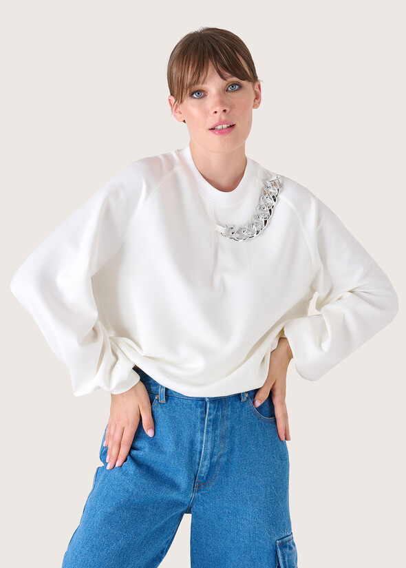 Sam sweater with maxi chain WHITE Woman null