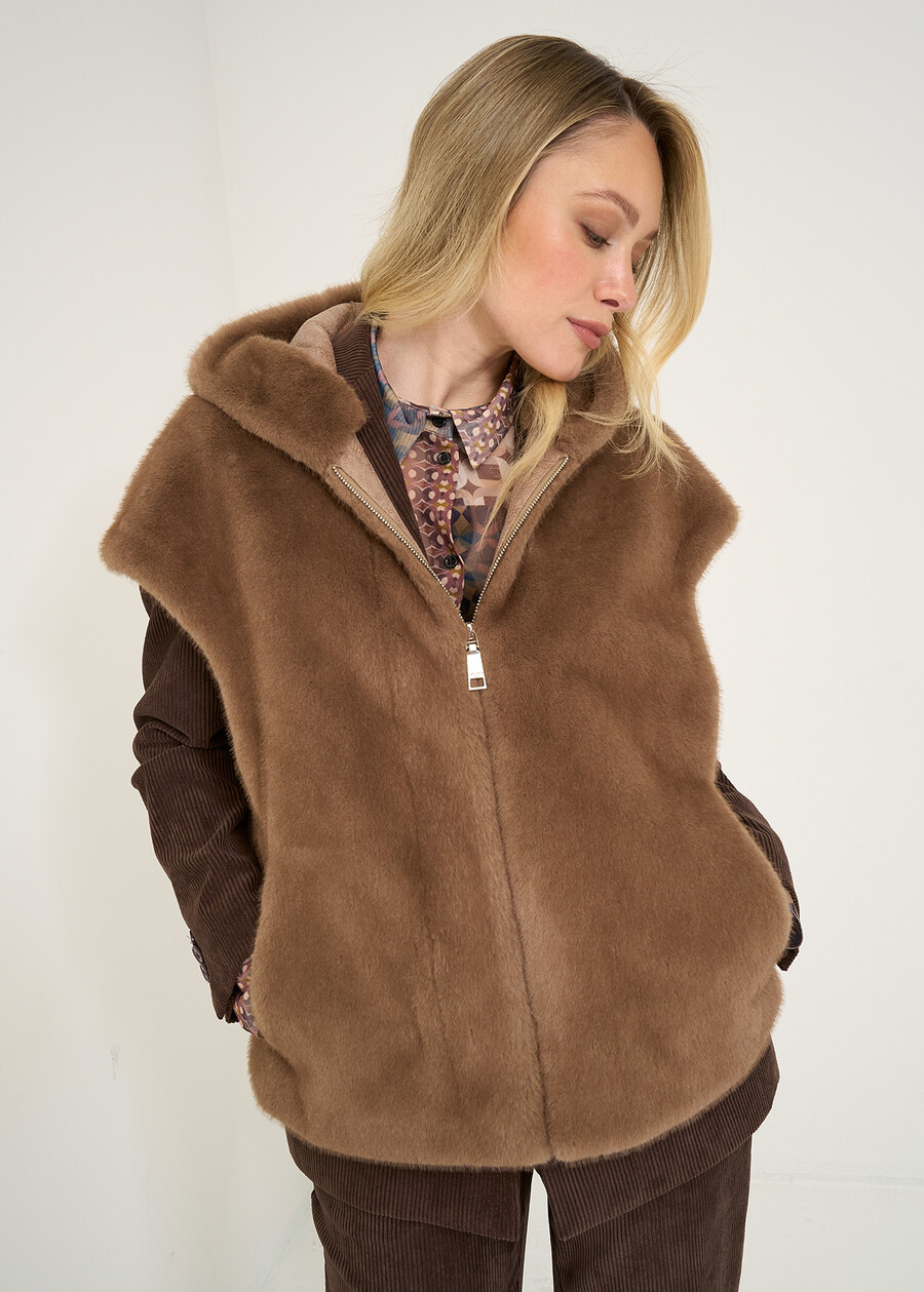 Gerwin faux fur vest MARRONE Woman , image number 1