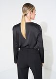 Beatrice satin V-neck blouse NERO BLACKBIANCO WHITEBLU Woman image number 4