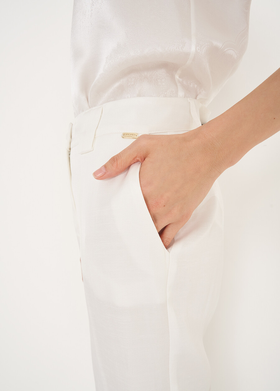 Alice-E linen e viscose trousers BLUMARRONE JAVABIANCO WHITEBLUE TURCHESE Woman , image number 6