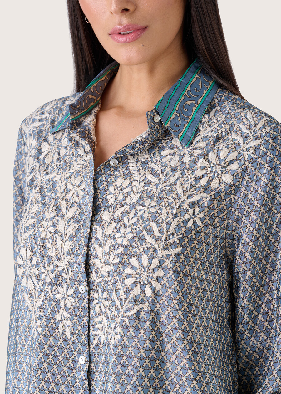 Cristal satin shirt BLUE POLVERE Woman , image number 2