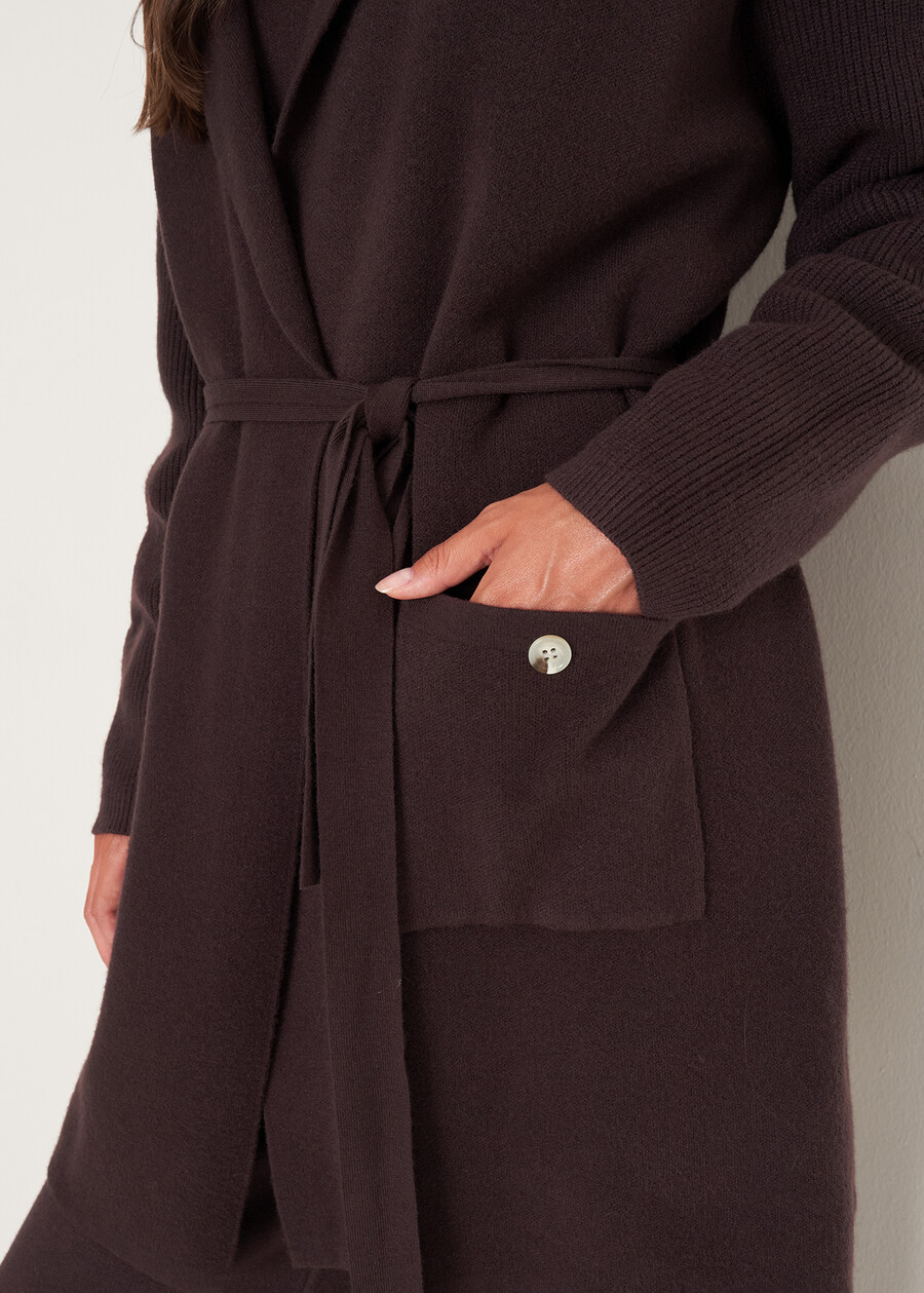 Cardigan Clotilde con collo a scialle MARRONE CAFFEGRIGIO PERLA Donna , immagine n. 3
