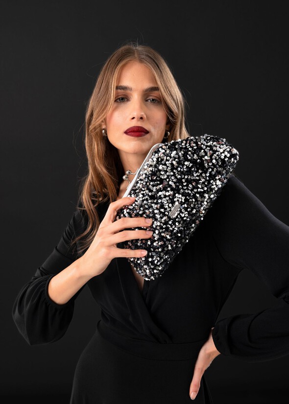 Pochette Bellissa in paillettes GRIGIO SILVER  Donna null